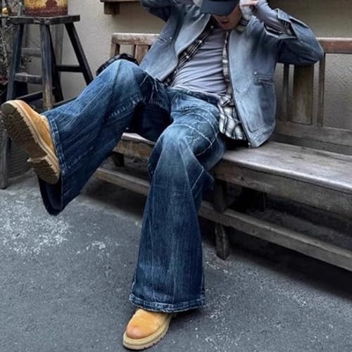 DGHM-JLMY Mens Streetwear Hip Hop Baggy Jeans Retro Crack Washed Distressed Loose Trousers Wide Leg Denim Pants3