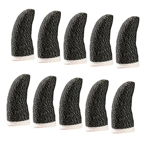 Lurrose 10 Pièces de Jeu Sueur pour Téléphone Mobile Manchons Tactiles Fibres Cuivrées Noires pour Doigts Confortable et Respirant pour Jeux