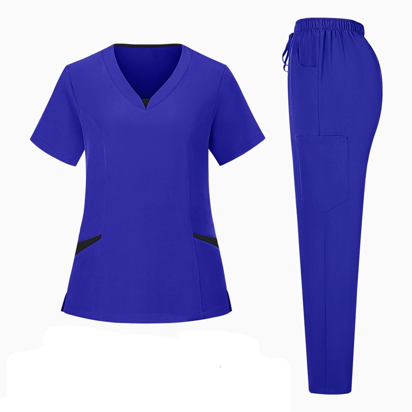 Uniformes Sanitarios Mujer Uniformes de enfermería cómodos Antiarrugas for Hombre, Traje Laboratorio quirúrgico clínico Unisex, Pantalones Superiores | Royal Blue,XL