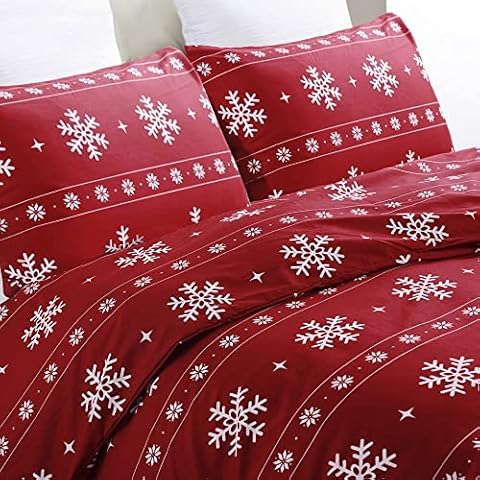 YEPINS Microfiber Duvet Cover Set (Red, Double) Cover