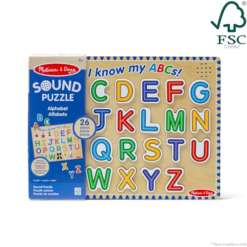 Image of Melissa & Doug Wooden Alphabet Sound Puzzle - Wooden Puzzle with Sound Effects (26 pcs) - FSC Certified (Pack of 12)