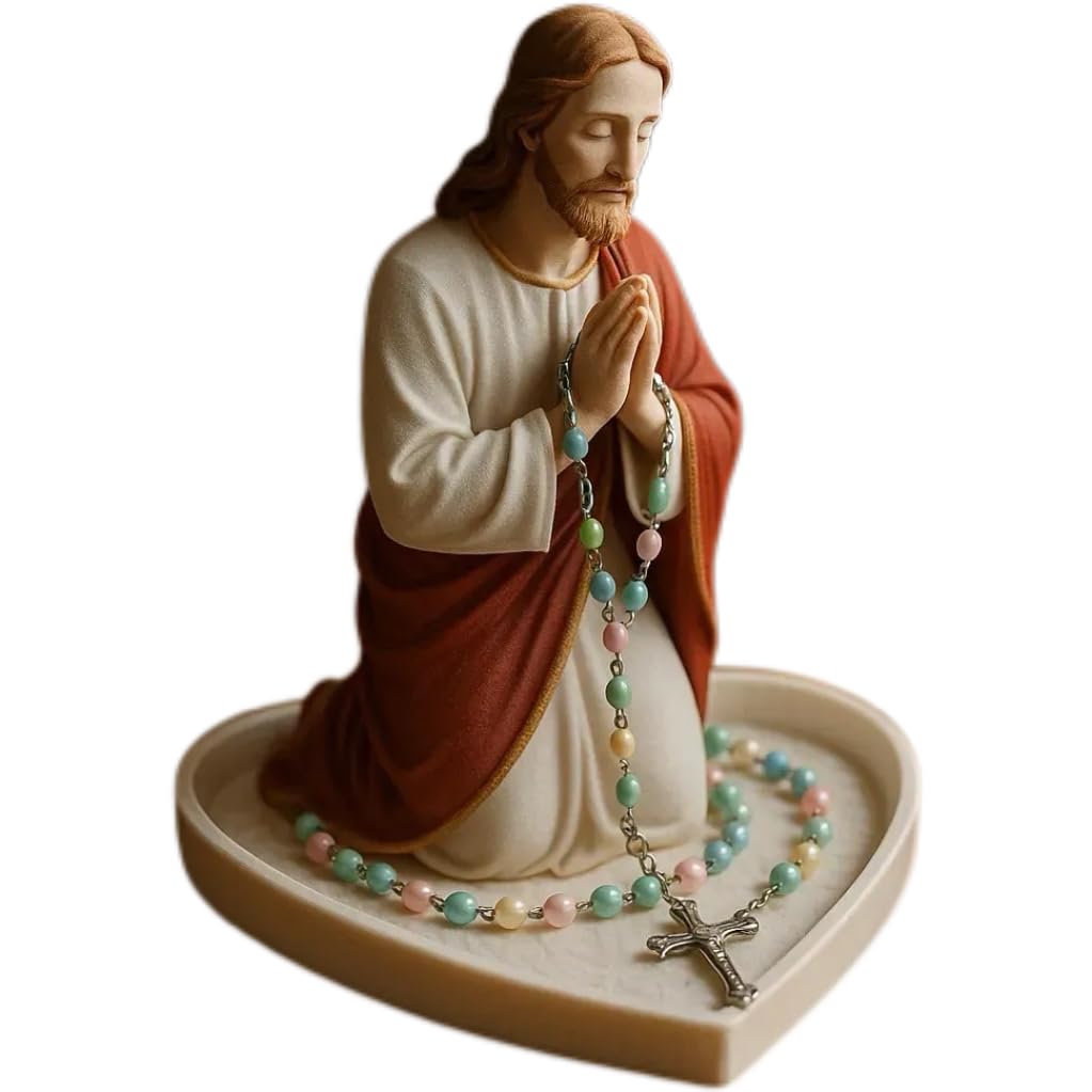 Virgin Mary Rosary Holder，Elegant Our Lady Prayer Rosary Box Religious Gift Catholic Gift Suitable For Bedroom Living Room Office Desktop Decoration Also Suitable For Personal Devotional (B)
