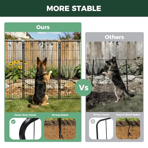 Image of FXW Garden Fence Outdoor for the Yard - 45in(H) x 36.4ft(L) Heavy Duty Metal Animal Barrier for Dog, No Dig Decorative Dog Fence, 16 Panels, Black
