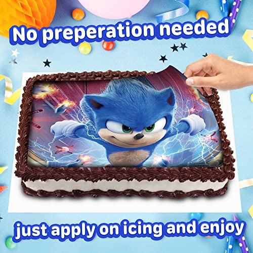 8.3 X 11.7 Inch Edible Square Cake Toppers – Sonic Themed Birthday Party Collection Of Edible Cake Decorations #TOP4