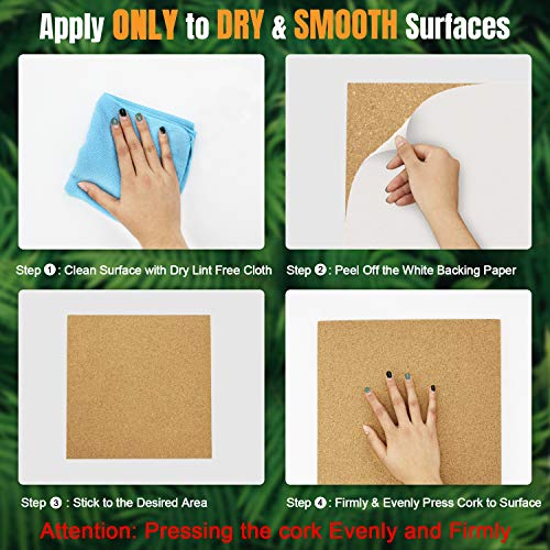 Crchom 5 Pack Cork Boards 12"X12" - 1/2" Thick Cork Tiles Square Bulletin Boards Cork Sheets With Self-Adhesive Backing Pin Boards Corkboards For Walls Office #TOP4