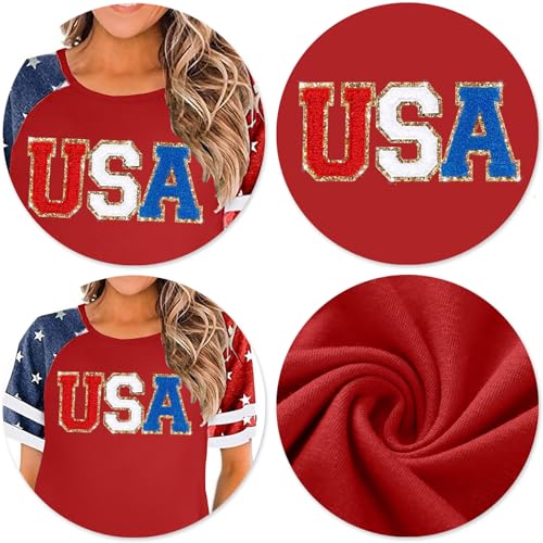 Image of YI XIANG RAN 4th of July Dress Women: American Flag Dresses USA Stars Stripes Shirt Patriotic Tshirt Summer Sundress