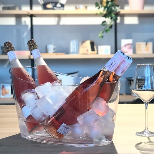 macfly Cubitera para Botellas - Enfriador de 4 Botellas de Vino, Cervezas, Champán y Refrescos, Cubitera Grande 4 Botellas, Champanera Grande, Cubitera y Enfriador Grande, 41x25x22 cm