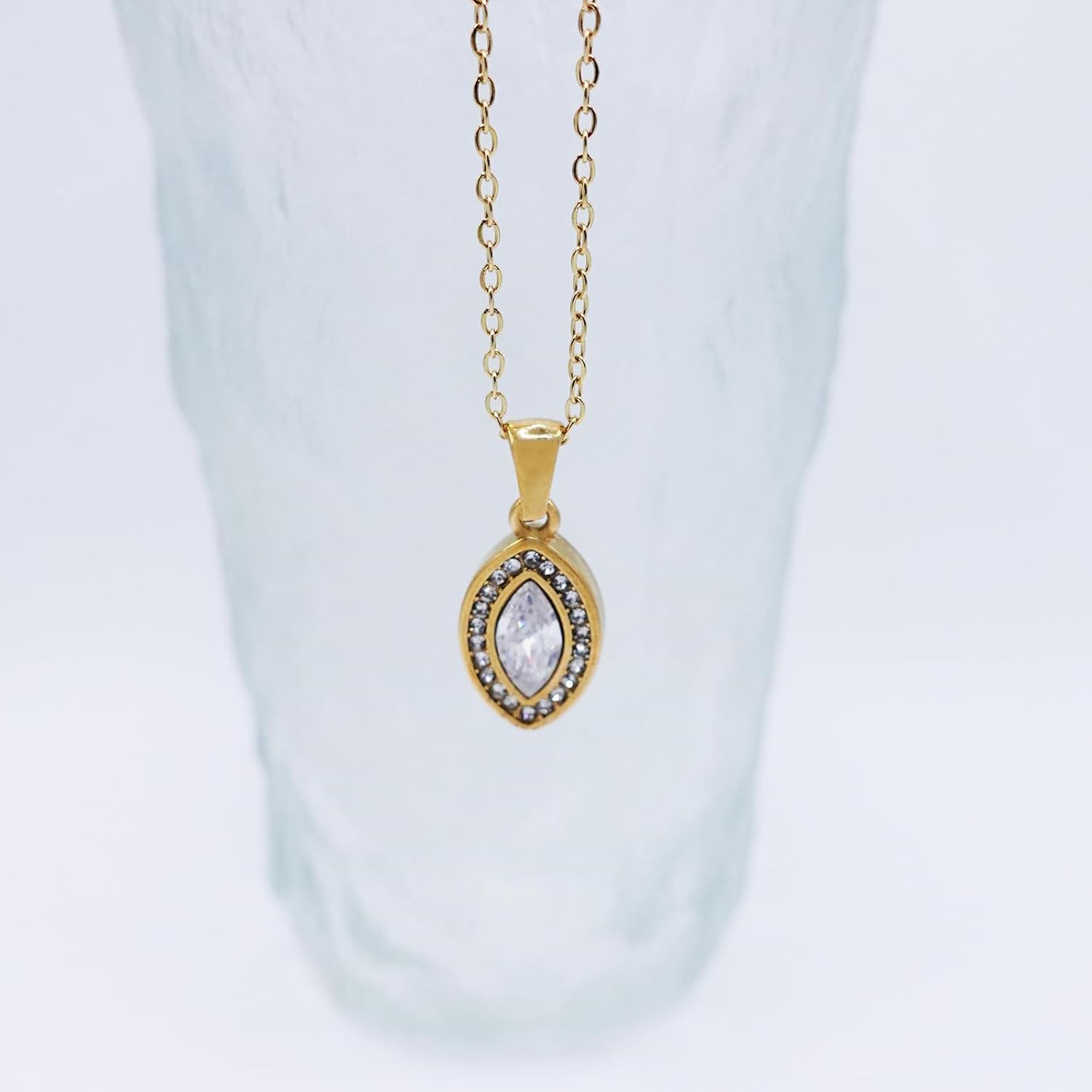 18k Gold Plated Necklace for Women, Women's Cubic Zirconia Charm Necklaces,Stainless Steel Gold Pendant Necklace for Women,16-18 Inches Adjustable Chain,Trendy Jewelry Gifts - Image 6