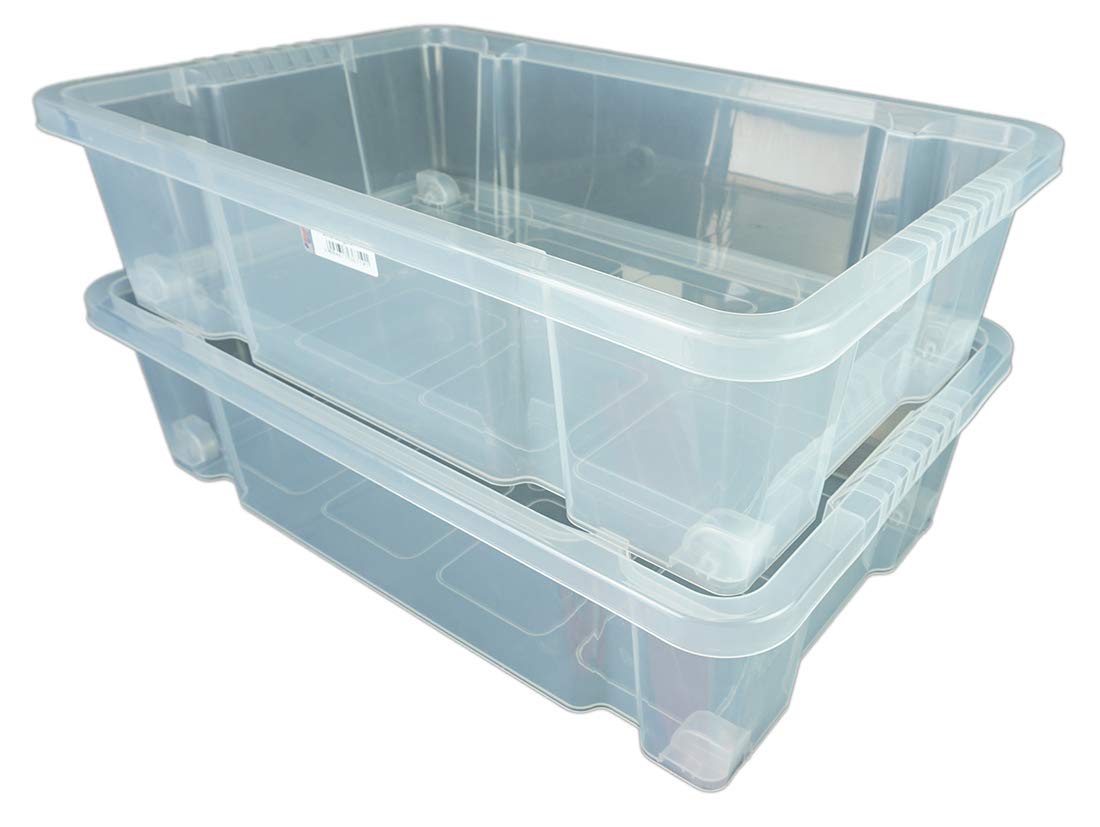 Novaliv Eurobox mit Deckel Rollen 45l 61x40x27 transparent Grau Anthrazit Aufbewahrungsbox Groß light Stapelbox Stapelkiste Kiste Box Storage Boxes Multibox Plastic storage boxes