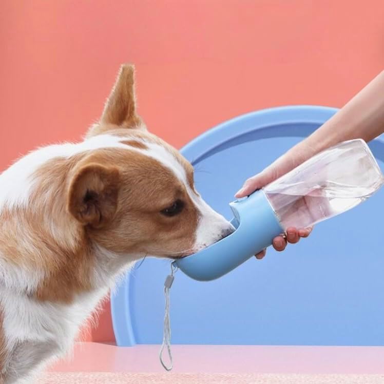 Miniatura 6 de Botella de agua para perros, dispensador de agua portátil a prueba de fugas para cachorros con alimentador para mascotas, caminar al aire libre,