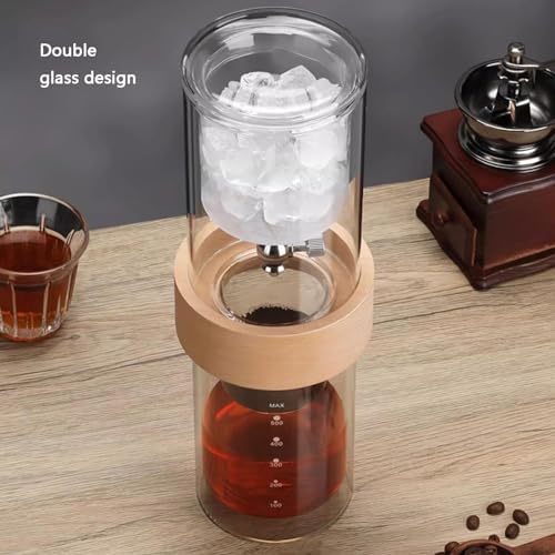 Cold Brew Drip Tower with Adjustable Water Flow,Cold Brew Drip Tower Coffee Maker, 600ml Reusable Glass Pot with Adjustable Dripper, Perfect for Home & Office, Brew 2-3 Cups of Smooth, Rich