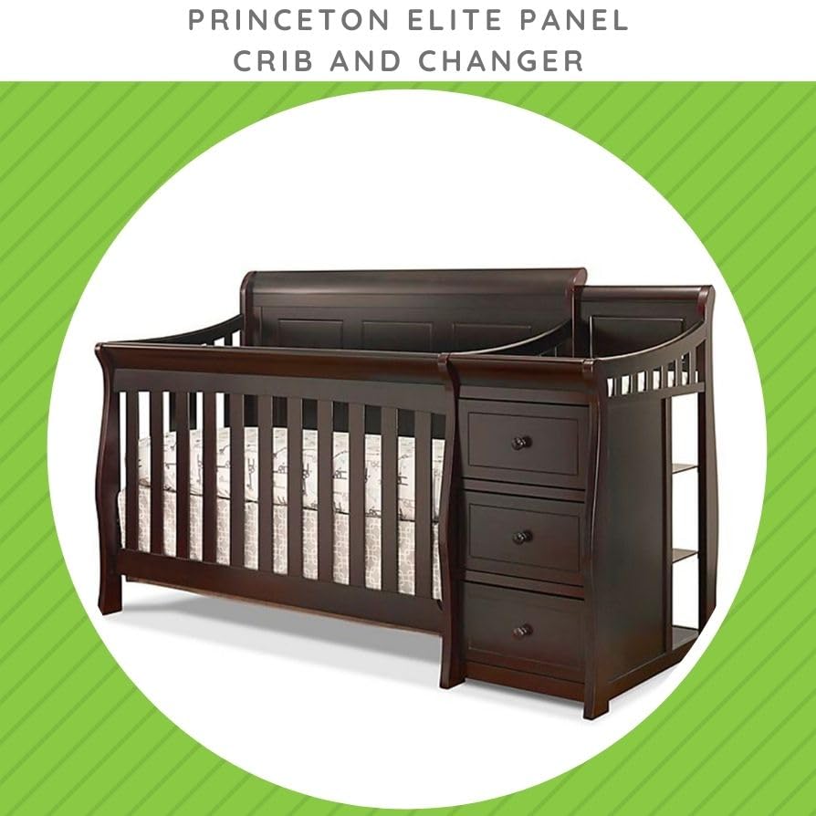 Image of Full-Size Conversion Kit Bed Rails for Sorelle Crib & Changer Combos - Wood Rail - Toddler & Adult Rail for Full-Size - Baby Furniture (Model #1205R, Espresso - Princeton Elite Panel Crib & Changer)