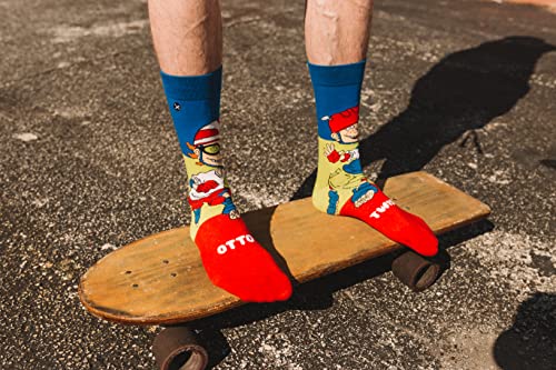 Odd Sox, Nickelodeon Crew Socks, Rocket Power Otto & Twister, Men's, Large #TOP6