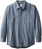 Dickies Men's Long Sleeve Printed Chambray, Light Blue, Large