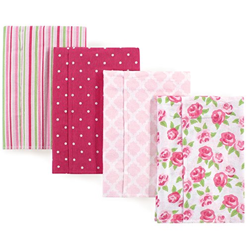 Image of Hudson Baby Unisex Baby Cotton Flannel Burp Cloths, Rose, One Size