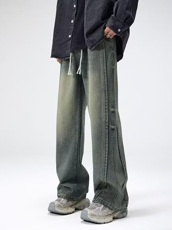 Men's American Straight-Leg Spring and Autumn Retro Loose Wide-Leg Jeans4