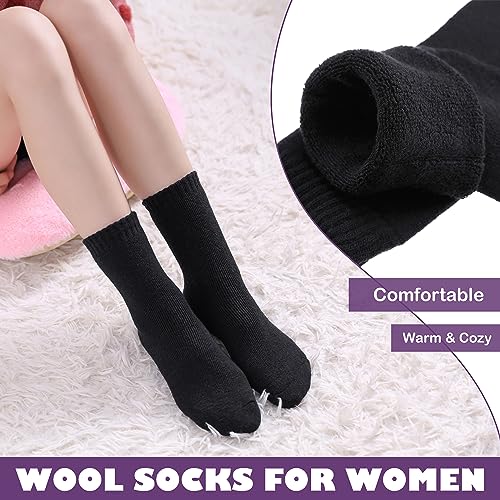 Image of LINEMIN Wool Socks for Women Winter Warm Hiking Thick Warm Cozy Boot Crew Gift Socks 5 Pairs