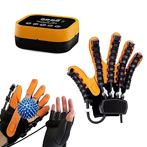 Finger Wrist Rehabilitation Training Assistive Equipment, Professional Rehabilitation Robot Gloves, Finger Straightening Brace Guard Protector for Stroke Hemiplegia Patients(Size:Left-XL) Cover