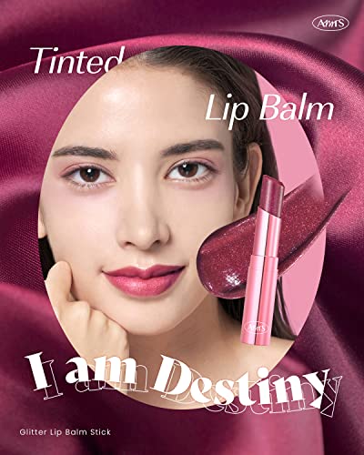 Amts Tinted Lip Balm-Destiny | Hydrating Glitter Lipstick | Pearl Shimmering Daily Lip Makeup For Dry, Cracked, Chapped Lips | Korean Beauty Moisture Lip Tint #TOP1