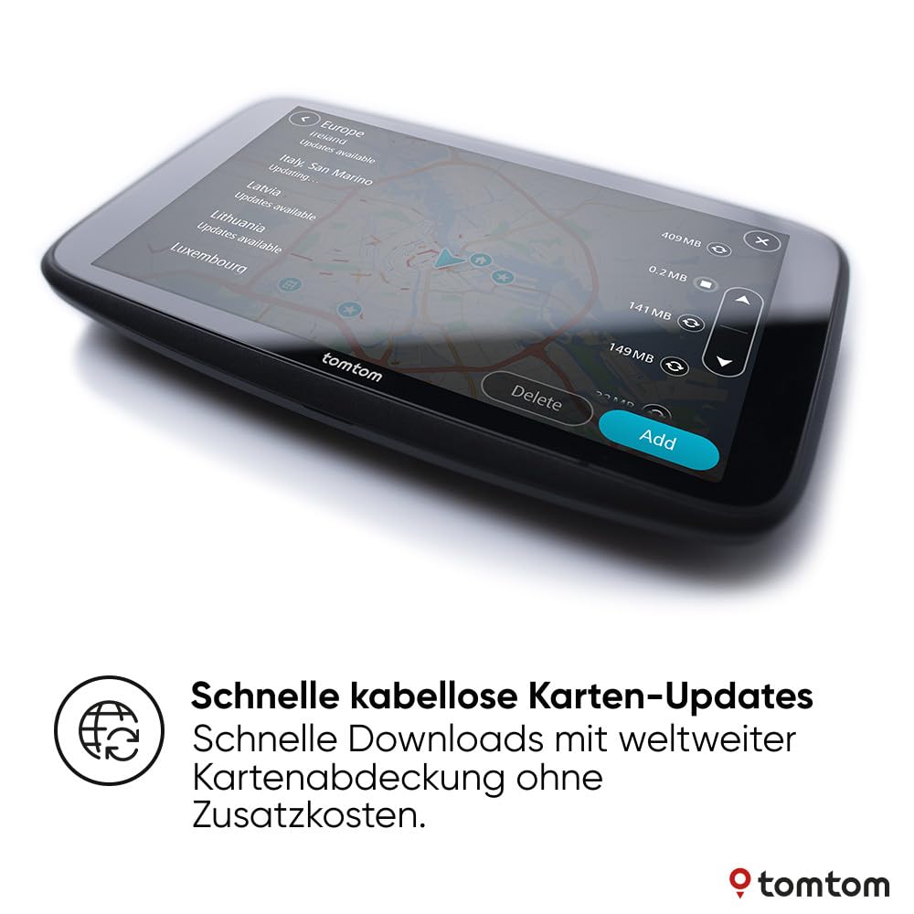 TomTom Navigationsgerät GO Superior (7 Zoll, Stauvermeidung Dank TomTom Traffic, Karten-Updates Welt, schnelle Updates via WiFi, Verfügbarkeit von Parkplätzen, Kraftstoffpreise)