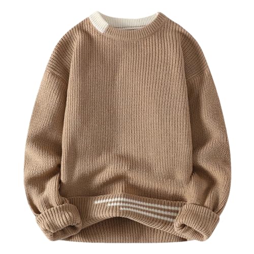 Men Vintage Twisted Sweater Crew Neck Fit Knitted Pullover Jumper Loose Harajuku Sweaters