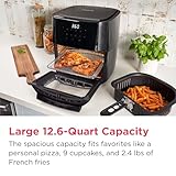 Frigidaire 5-in-1 Air Fryer Combo Oven with Viewing Window, Large 12.6 QT Capacity, Digital Display, 5 Cooking Modes, 7 Recipe Presets, Automatic Shake Reminder, PFAS-Free Cooking Surfaces, Black