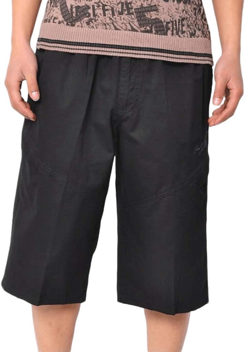 Mens Below Knee 3/4 Long Cargo Shorts Elastic Relaxed Fit Cotton Casual Twill Capri Pant - Image 3