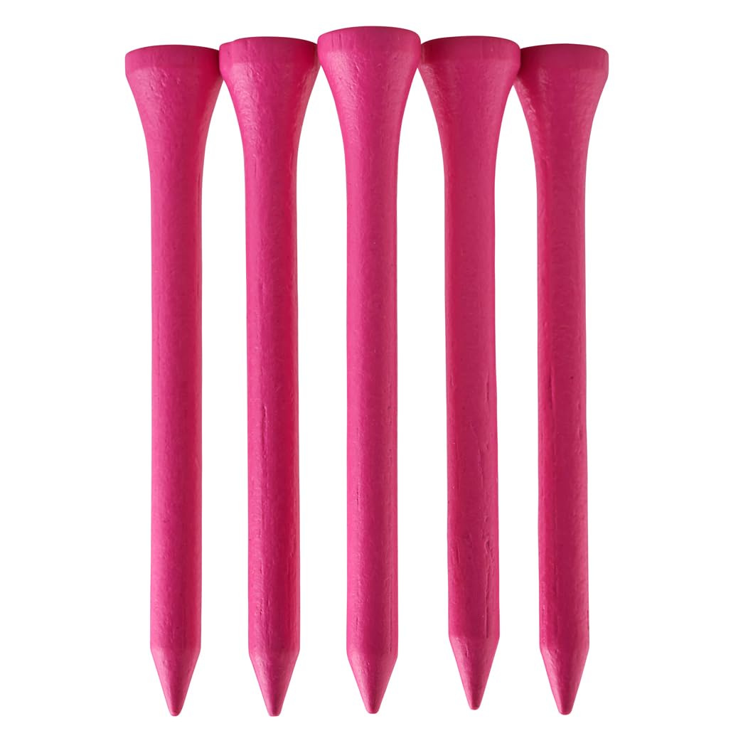 TH Golf Bamboo Golf Tees 70mm | Pack of 50 & 100 | Multiple Colour Options | Premium Eco Friendly Sustainable Durable Bamboo Golf Tees (Pack of 50, Neon Pink)