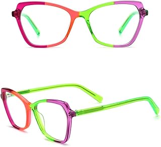 Marco retro de acetato para mujer, con bloques de color, gafas de lujo para hombre