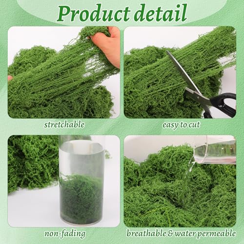 Ovveroche Fake Moss for Crafts 39" x 39" Faux Moss Mat with Base Fabric for Plants and100g Decorative Artificial Moss Green Faux Grass for Planters Crafts DIY Fairy Garden(Dark Green) — view 2