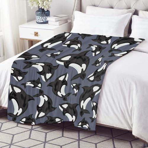 Bigger Blanket 188 Orca Blanket,Orca Gifts For Kids,Plush Orcas Throw,Soft Lightweight Flannel Whale Quilts For Bedroom Bed Sofa Couch Decoration 50 "X 40 Inch S thumb #3