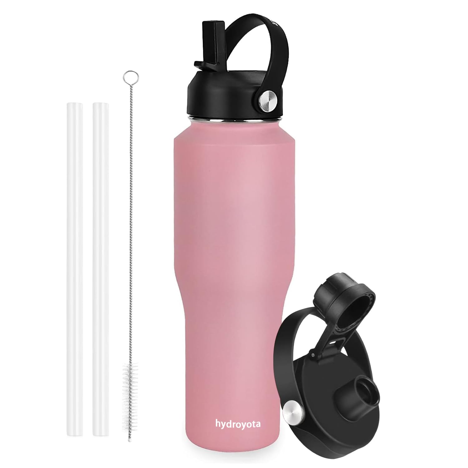 Hydroyota Leak Proof Vacuum Stainless Steel Water Bottle with 2 Straw Lid,Double Walled Reusable Metal Thermos,BPA-free Adults Water Flask for Car,Office,Gym,Home