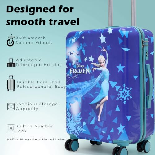 Image of NOVEX Disney Frozen Travelling Kids Trolley Bags For Girls | Spinner Luggage /Suitcase For Kid With 4 Wheel | Blue, 18-Inch Roller Case | Polycarbonate Unique Bags For Cute Girls,H-50Cm