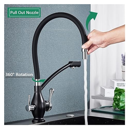Mitigeur cuisine double bec filtre eau pure laiton White Chrome B durable - 4