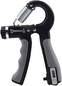 Hand Grip 60kg Contador Ajustável Fortalecedor de Mãos Punhos Antebraços para Fisioterapia Musculação Reabilitação Crossfit Fortalecimento Alivio do Estresse e Terapia Ocupacional