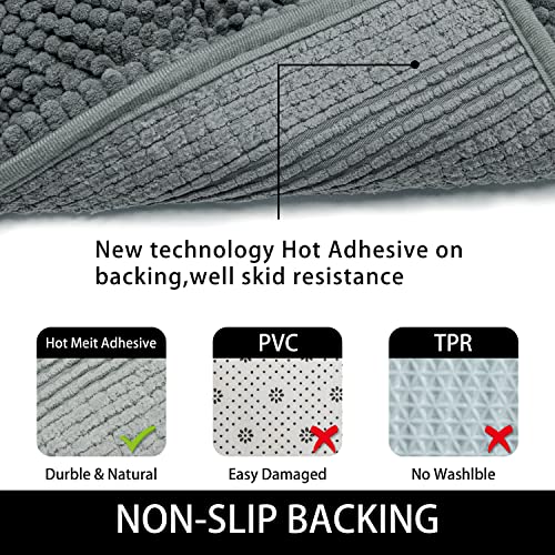 Thick Bathroom Rugs Grey Extra Long Bathroom Rugs Runner Non Slip Absorbent Bath Mats For Bathroom Washable Quick Dry Carpet Dark Grey 47 X 17 Inch #TOP2