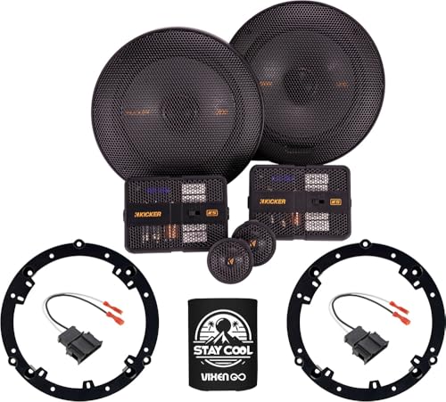 KICKER Speakers 6.5 inch for Volkswagen Jetta 2011-2023 Upgrade Kit - Pair of KS Series with Adapters and Harness, Component 6 1/2 Car Audio Front or Rear Door Speaker for VW KSS6504, 51KSS6504