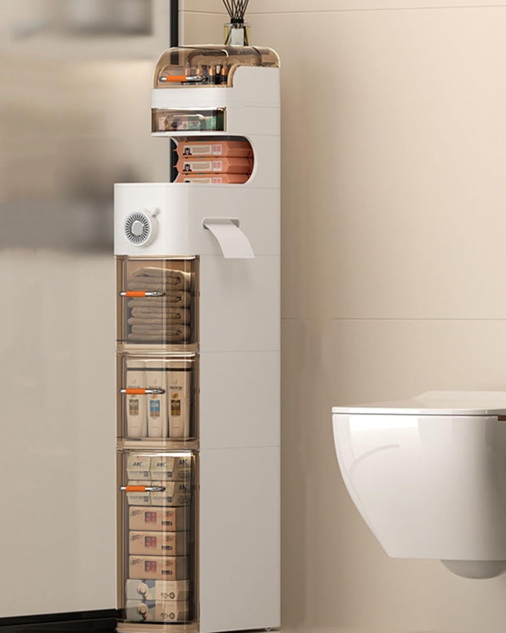 Gabinete de almacenamiento para baño con diseño Impermeable, gabinete de piso Estrecho para organización debajo del lavabo, organizadores de armario y almacenamiento (112