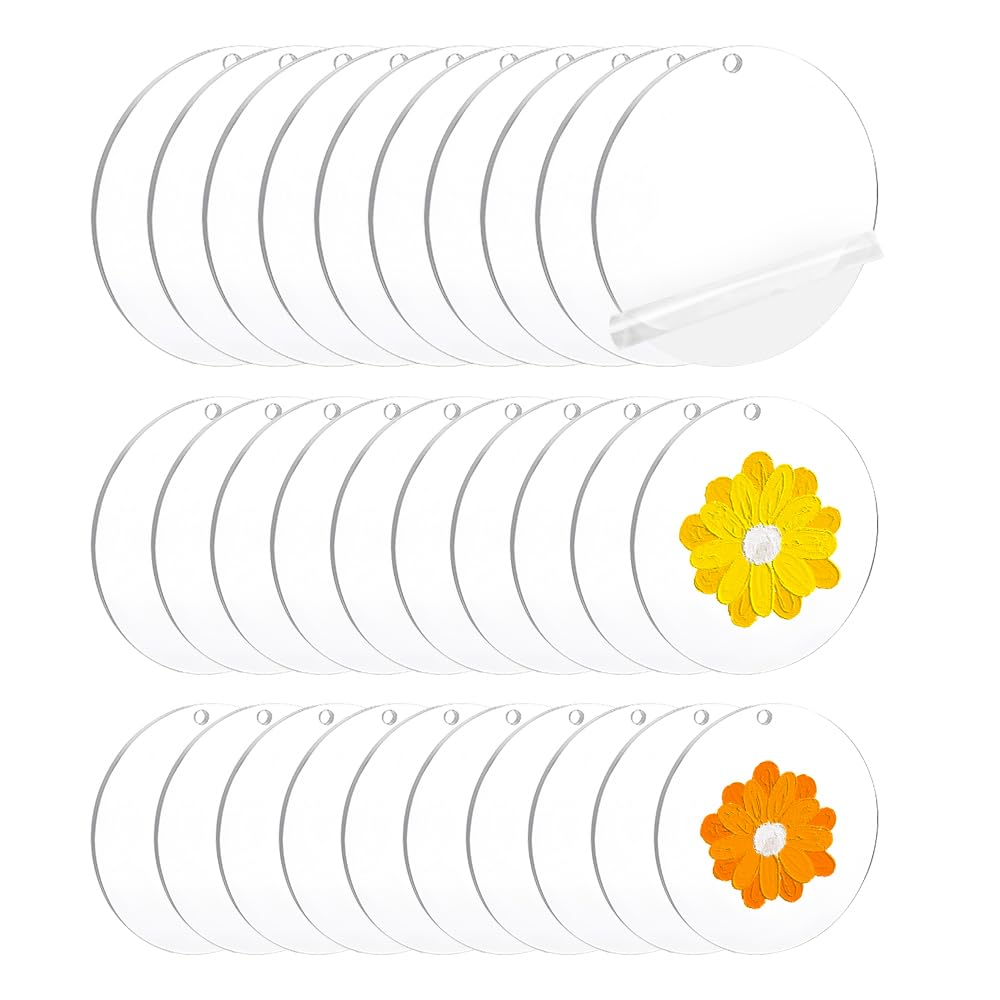 30 Fogli Dischi Acrilici Trasparenti - Diametro 5 Cm, Spessore 2 Mm, Per Decorazione E Fai-da-te