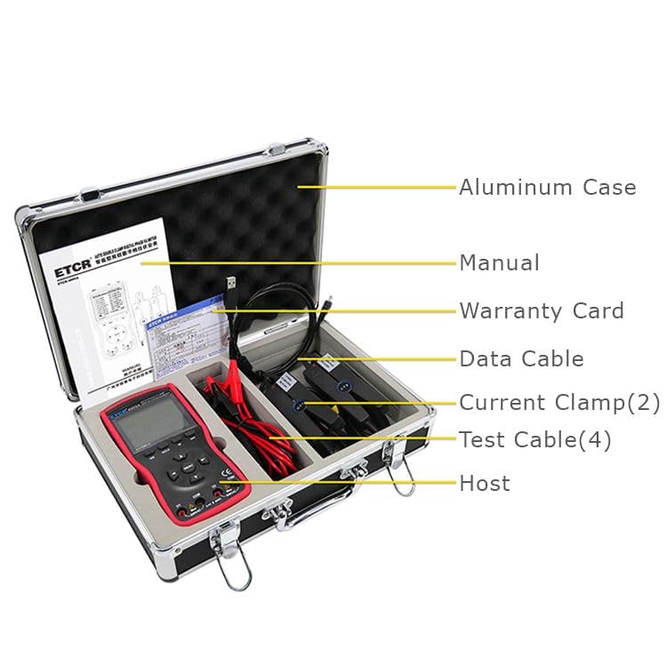 Intelligent Double Clamp Phase Voltmeter Phase Volt-Ampere Meter Tester with Voltage Range AC 0.00V～600V Current Range AC 0.0mA～20.0A Phase Range 0.0°～360.0°