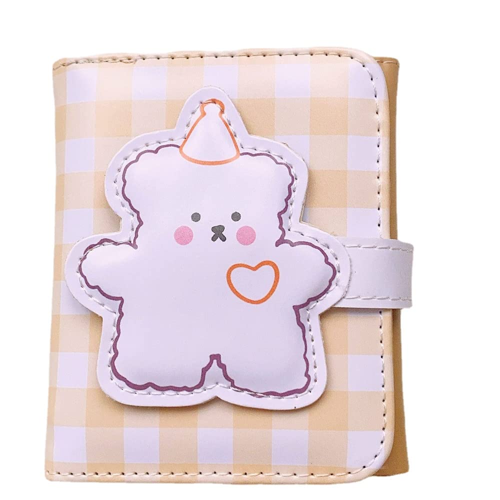 SUFUZEGACute Small Wallet for Girls Women Tri-folded Wallet Cash Pocket PU Leather Bunny Bear Print Card Holder Coin Purse with ID Window (LBear)