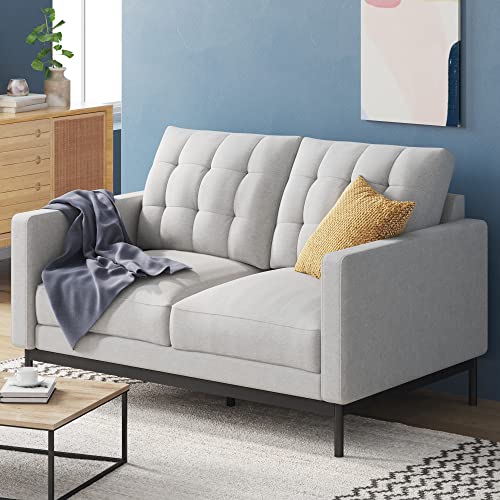 Zinus Thompson Loveseat / Tufted Cushions / Green Tea Infused Foam Cushions / Tool-Free, Easy Assembly, Light Grey #TOP17