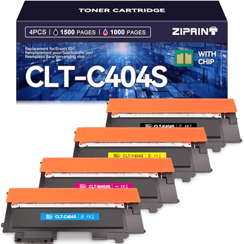 ZIPRINT 4 Multipack Toner Compatible Samsung CLT K404S Samsung CLT P404C CLT Y404S CLT P404C CLT C404S para Samsung Xpress c480fw Toner C430 C430W C480FW C480W C480 C48X C43X C480FN