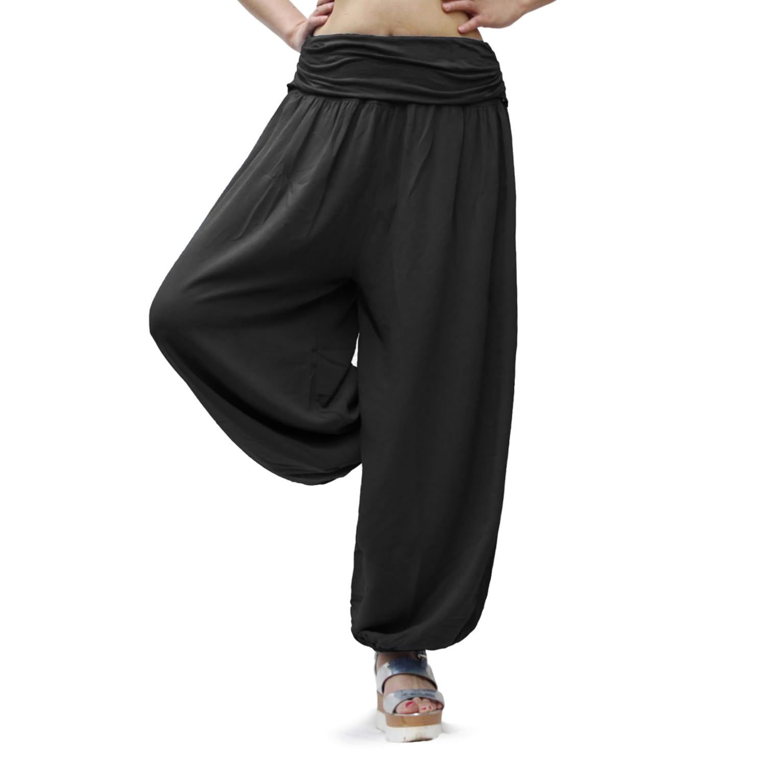 Gloop Damen Pumphose Haremhose Freizeithose Sommerhose Hose in Blumen Muster oder UniFarben HS201701