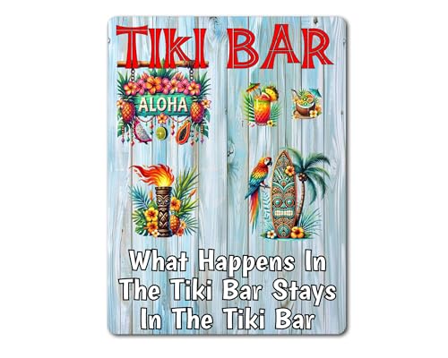 Decalarama Drink Metal Sign Gift What Happens In The Tiki Bar Stays In The Tiki Bar - Family Fun Home Alcohol Food Novelty Aluminium Present