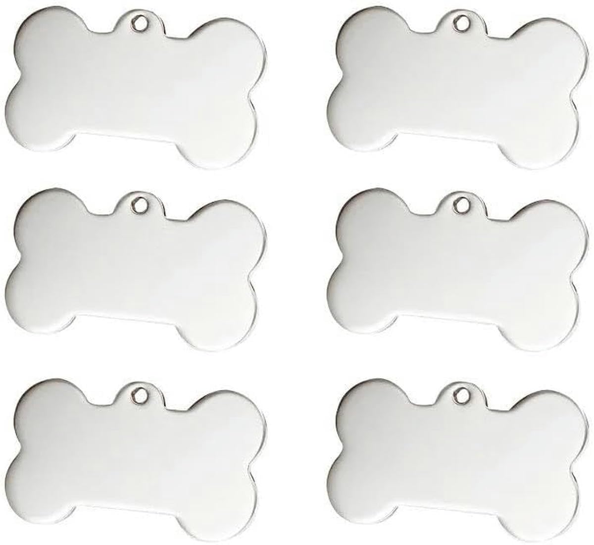100 Stück blanke Haustiermarke aus Edelstahl, knochenförmige Haustier-ID-Marke, personalisierte Hunde-ID-Marke, individuell gravierter Haustier-ID-Name, Telefonnummer, Etikett, Typenschild, Haustierh