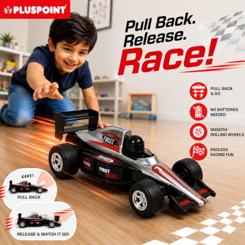 Image of PLUSPOINT F1 Racing Diecast Metal Car | Pull Back Formula Racing Car Model with Alloy Body | Mini Collectible High-Speed Racing Vehicle Toy for Kids Boys & Girls Age 3+