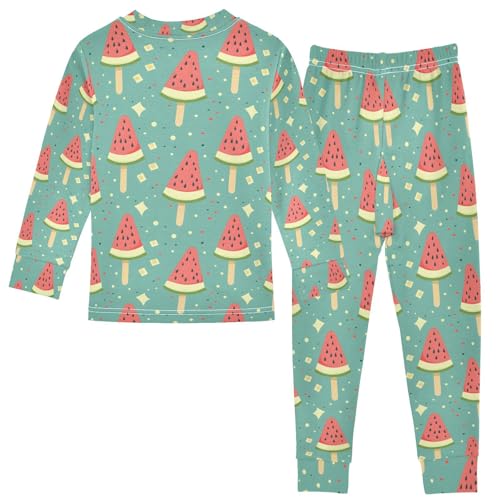ALAZA Watermelon Cartoon Stylish Pajamas Long Sleeve Sleepwear 2-Piece Pajama Set2