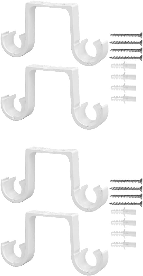 Corner Bracket,,Shelving Brackets, Double Curtain Rod Brackets 4pcs Heavy Duty Curtain Hardware Holder Curtain Rod Wall Bracket Hooks Curtain Wall Mount