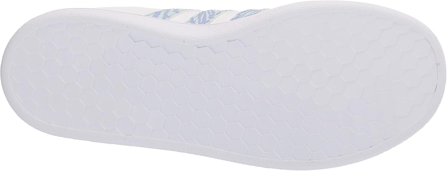 adidas Grand Court Tennis Shoe, White/White/Vision Metallic (Hook and Loop), 1 US Unisex Little Kid